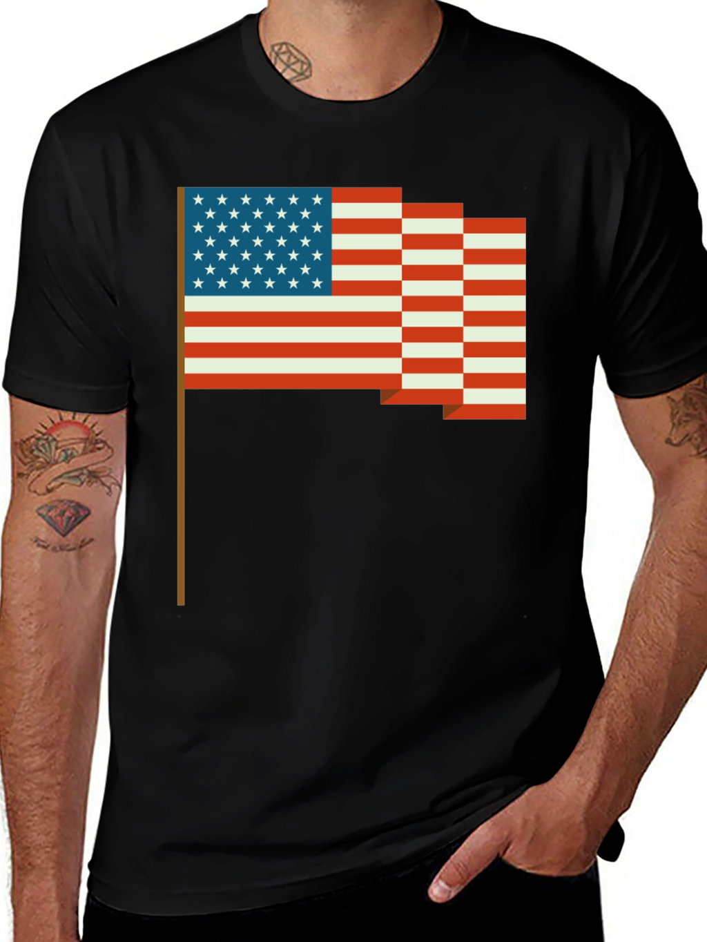 American Flag Pixel Art T-Shirt - Patriotic Style