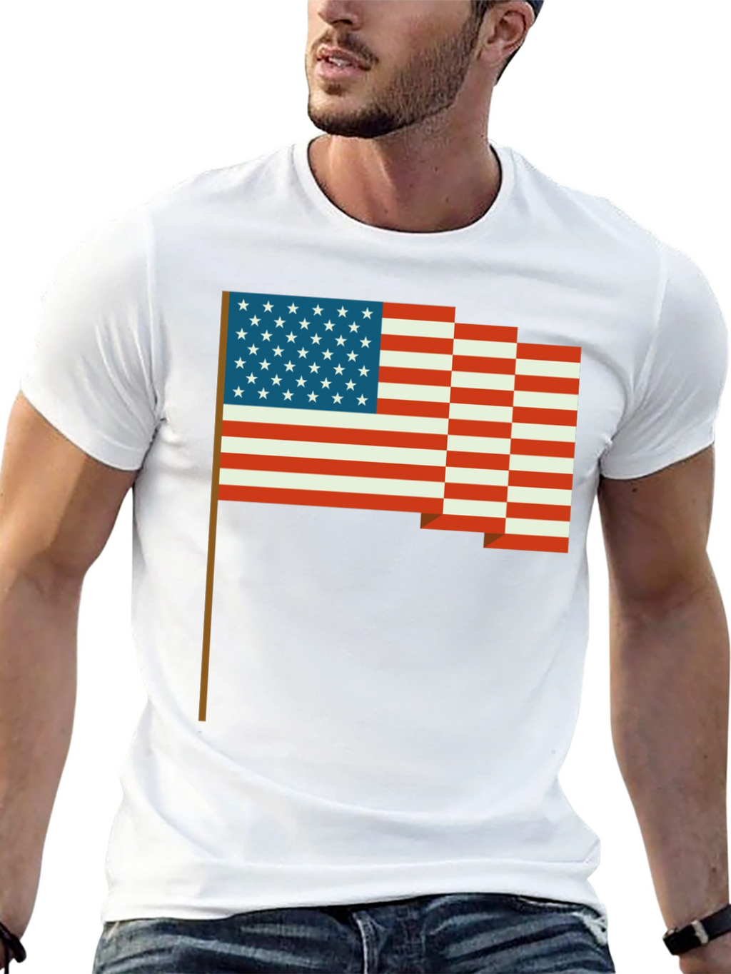 American Flag Pixel Art T-Shirt - Patriotic Style