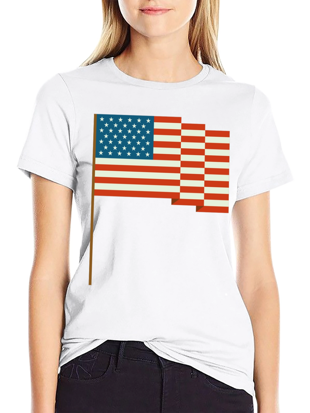 American Flag Pixel Art T-Shirt - Patriotic Style