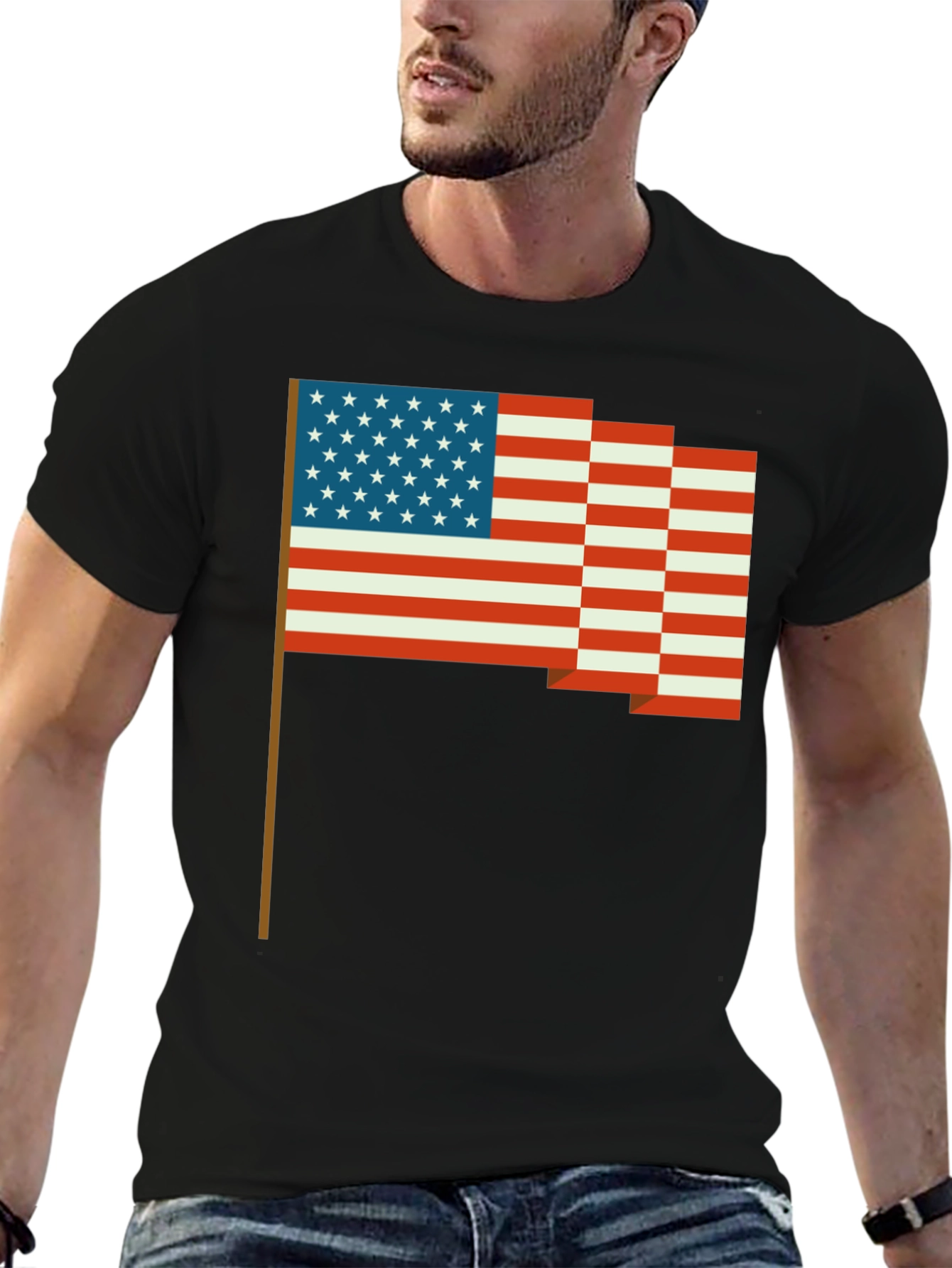 American Flag Pixel Art T-Shirt - Patriotic Style