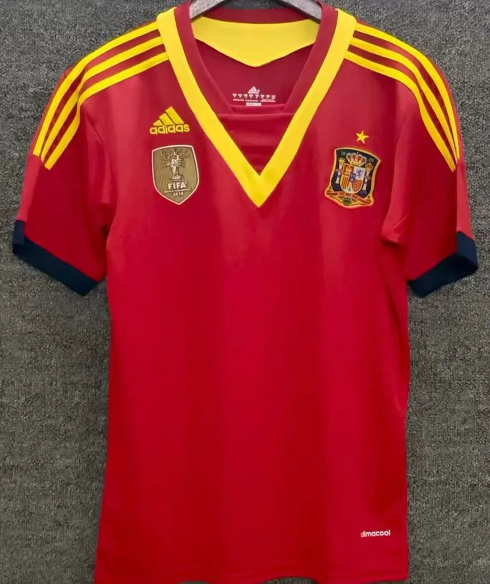 2013 Spain Home Red Retro Soccer Jersey Front