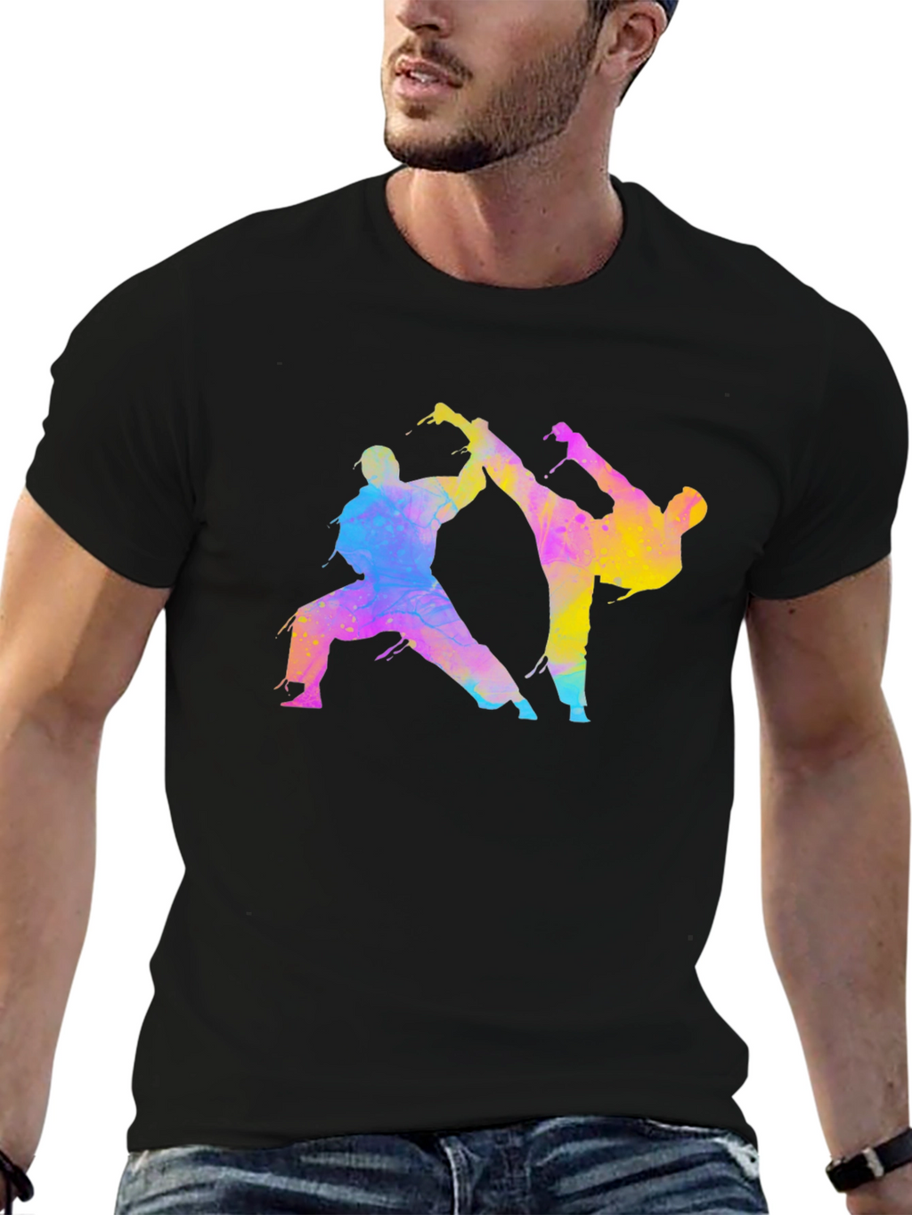 Karate Fighters Black T-Shirt Martial Arts Tee