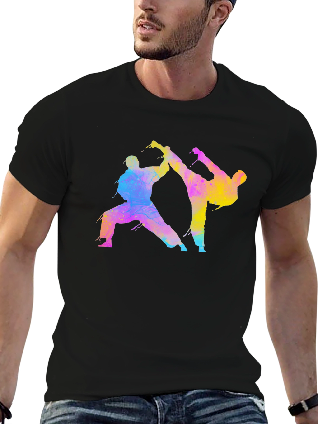 Karate Fighters Black T-Shirt Martial Arts Tee