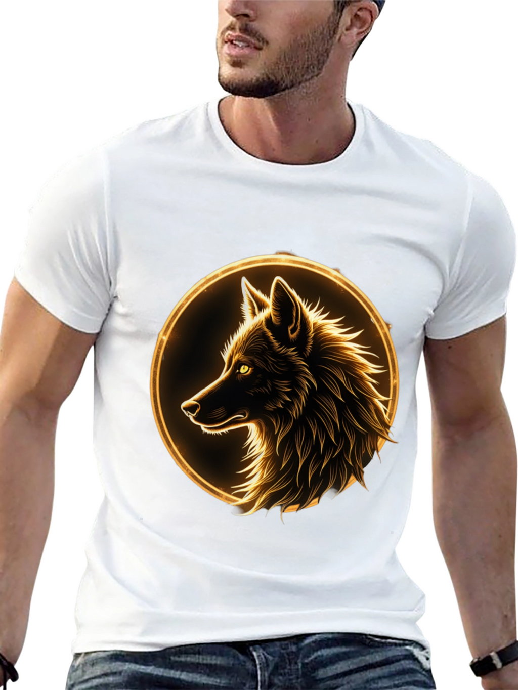 Wolf Graphic Tee - Golden Aura Design