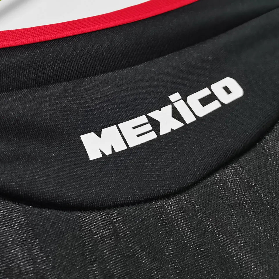 2010 Mexico Away Black Retro Soccer Jersey Detail 3