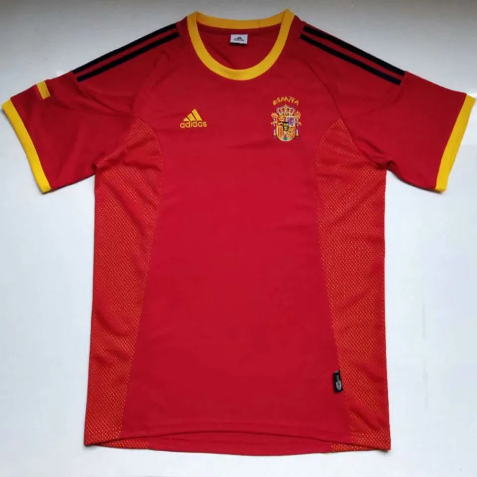 2002 Spain Home Retro Soccer Jersey Front