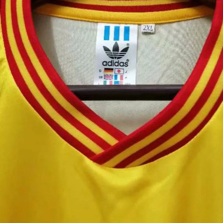 1990 Colombia Away Yellow Retro Soccer Jersey Detail 1