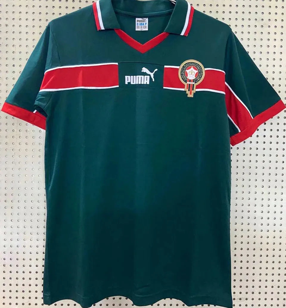 1998 Morocco Green Retro Soccer Jersey Detail 4