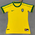 1998 Brazil Home Yellow Retro Women Soccer Jersey 女 Front