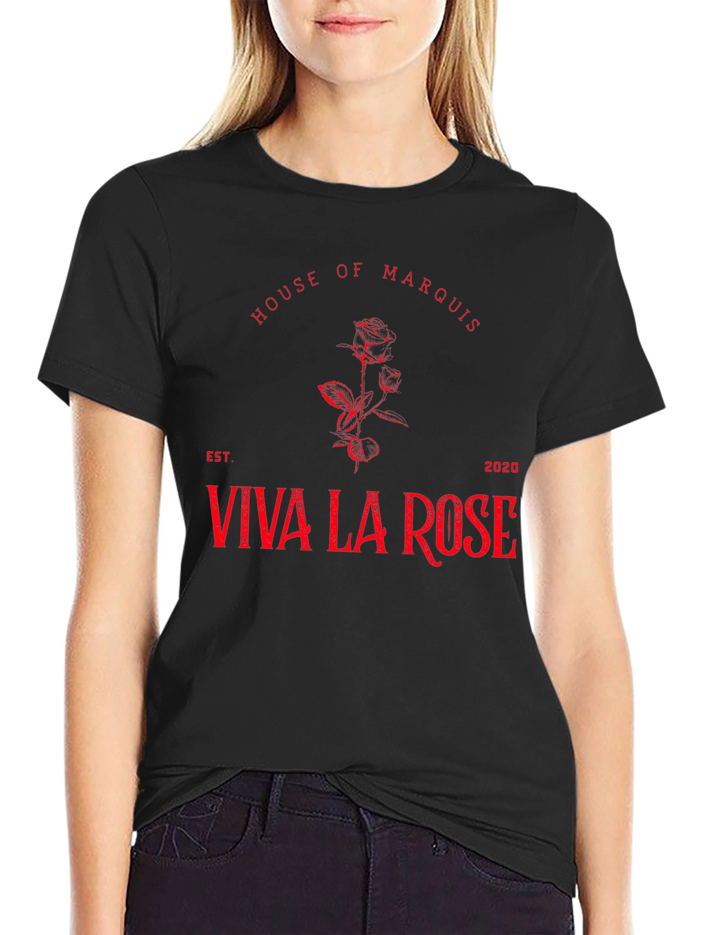 House of Marquis Viva La Rose Black Graphic Tee