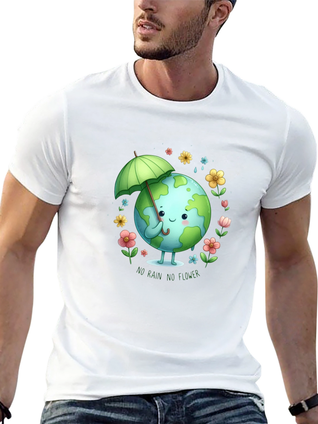 Eco Earth Tee: No Rain No Flower Graphic