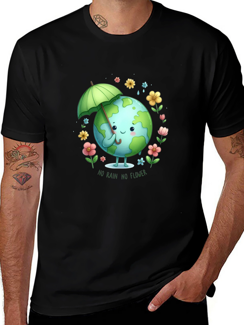 Eco Earth Tee: No Rain No Flower Graphic