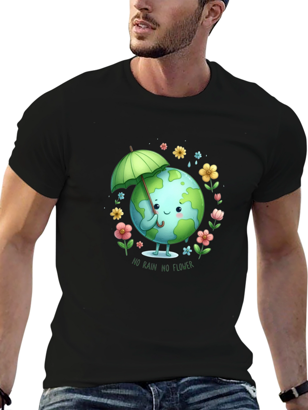 Eco Earth Tee: No Rain No Flower Graphic