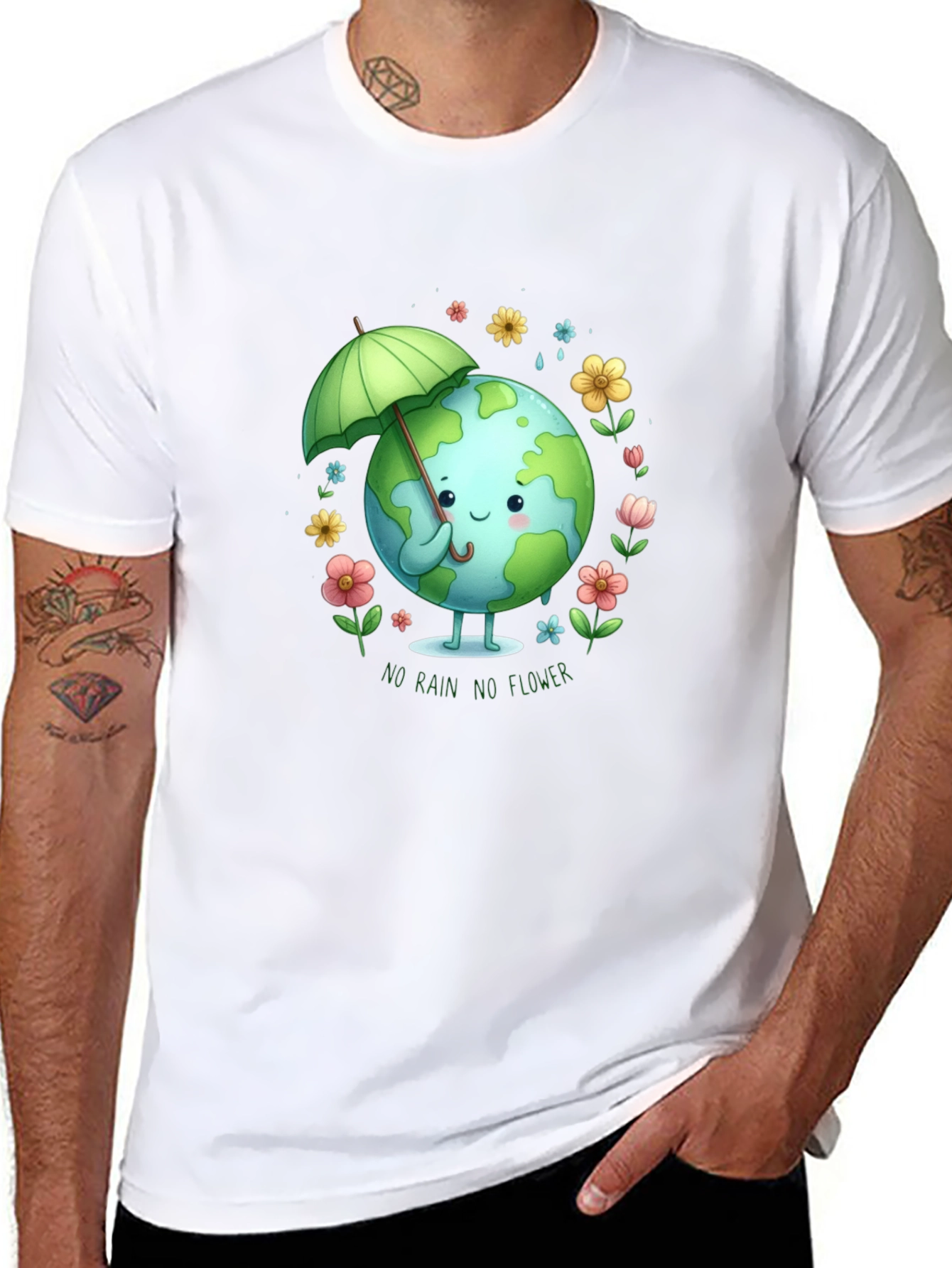 Eco Earth Tee: No Rain No Flower Graphic