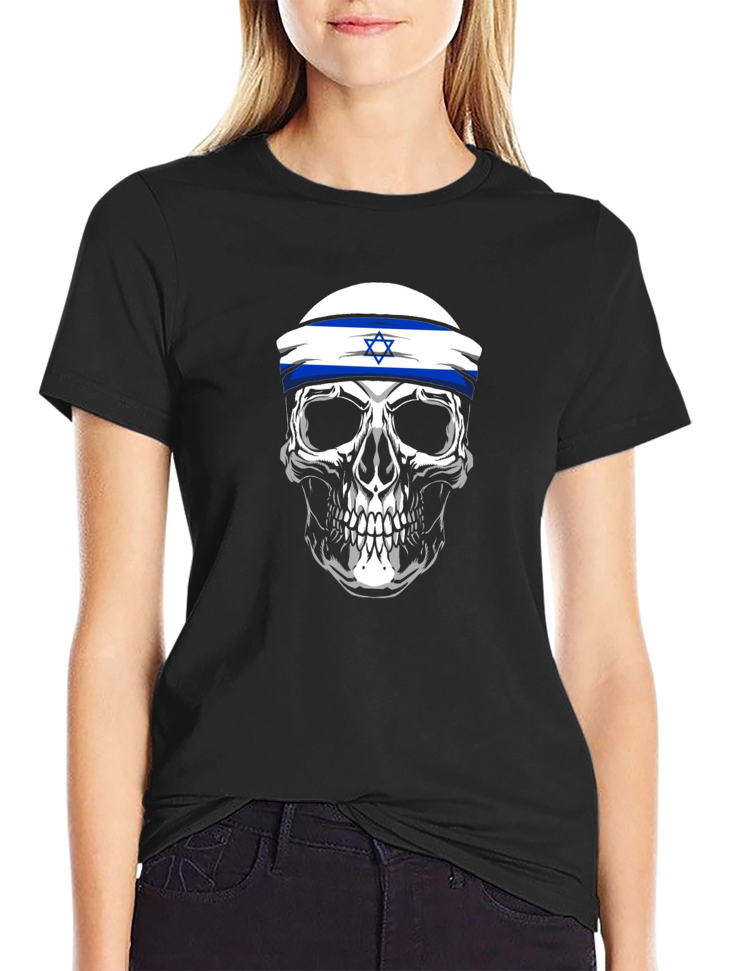 Skull with Israel Flag Headband T-Shirt