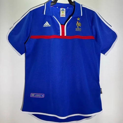 2000 France Home Blue Retro Soccer Jersey Front