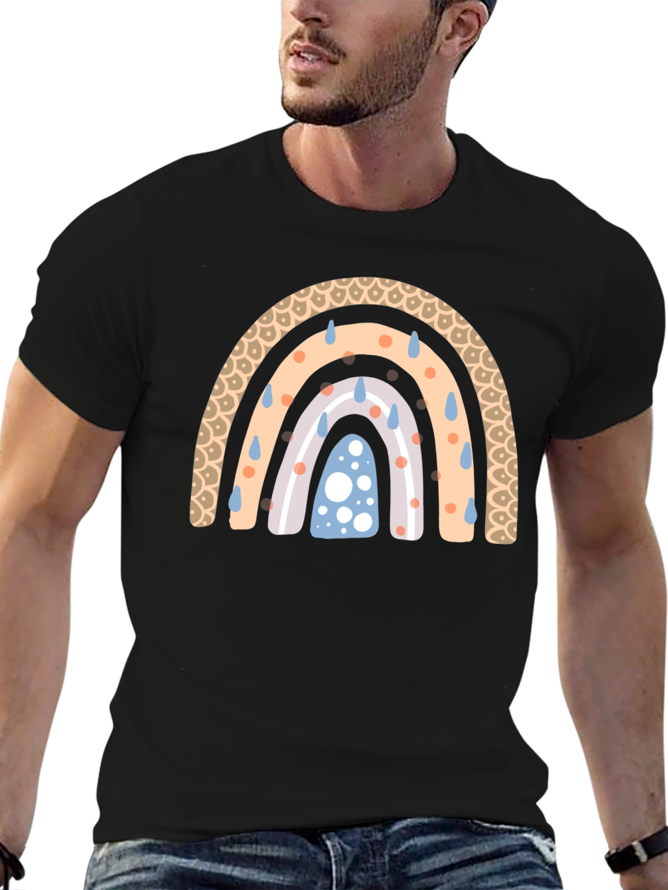 Rainbow Rain Black T-Shirt