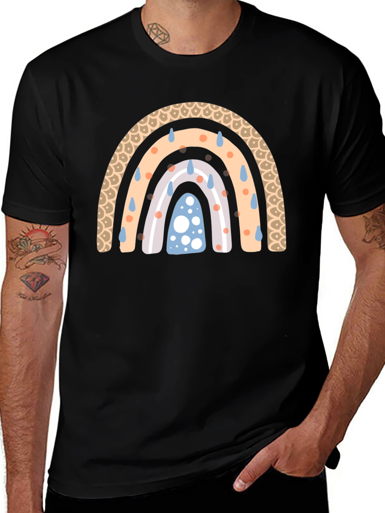 Rainbow Rain Black T-Shirt