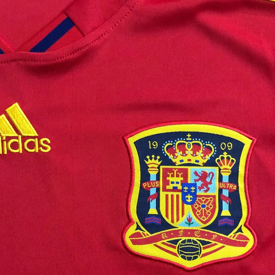 2010 Spain Home Red Retro Soccer Jersey Detail 2