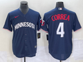 Men's Minnesota Twins Carlos Correa #4 Navy Alternate Replica Player Jerseys