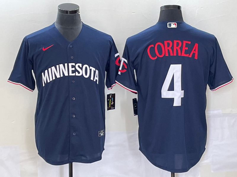 Men's Minnesota Twins Carlos Correa #4 Navy Alternate Replica Player Jerseys
