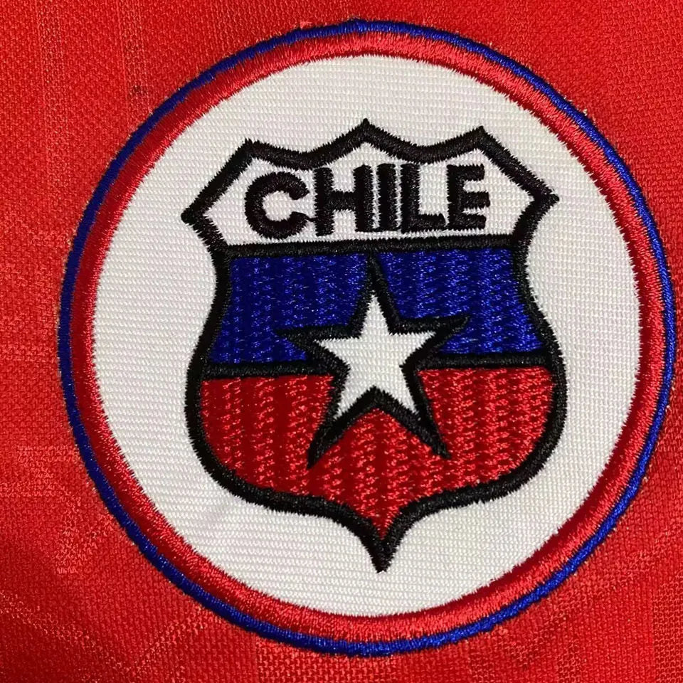 1995 Chile Home Red Retro Soccer Jersey Detail 1