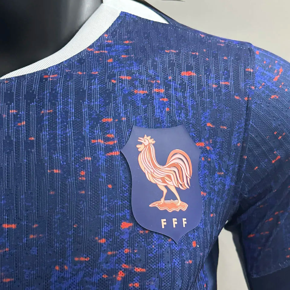 2025/26 France Home Blue Player Version Soccer Jersey Detail 1