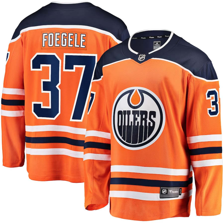 Men's Edmonton Oilers Warren Foegele #37 Orange Home Breakaway Jerseys