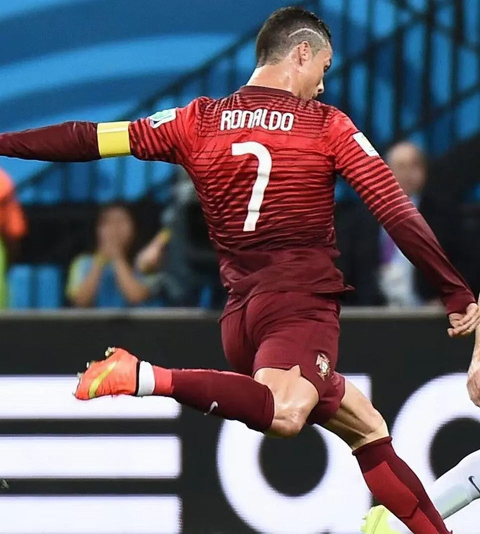 2014 Portugal Home Red Retro Soccer Jersey Detail 2