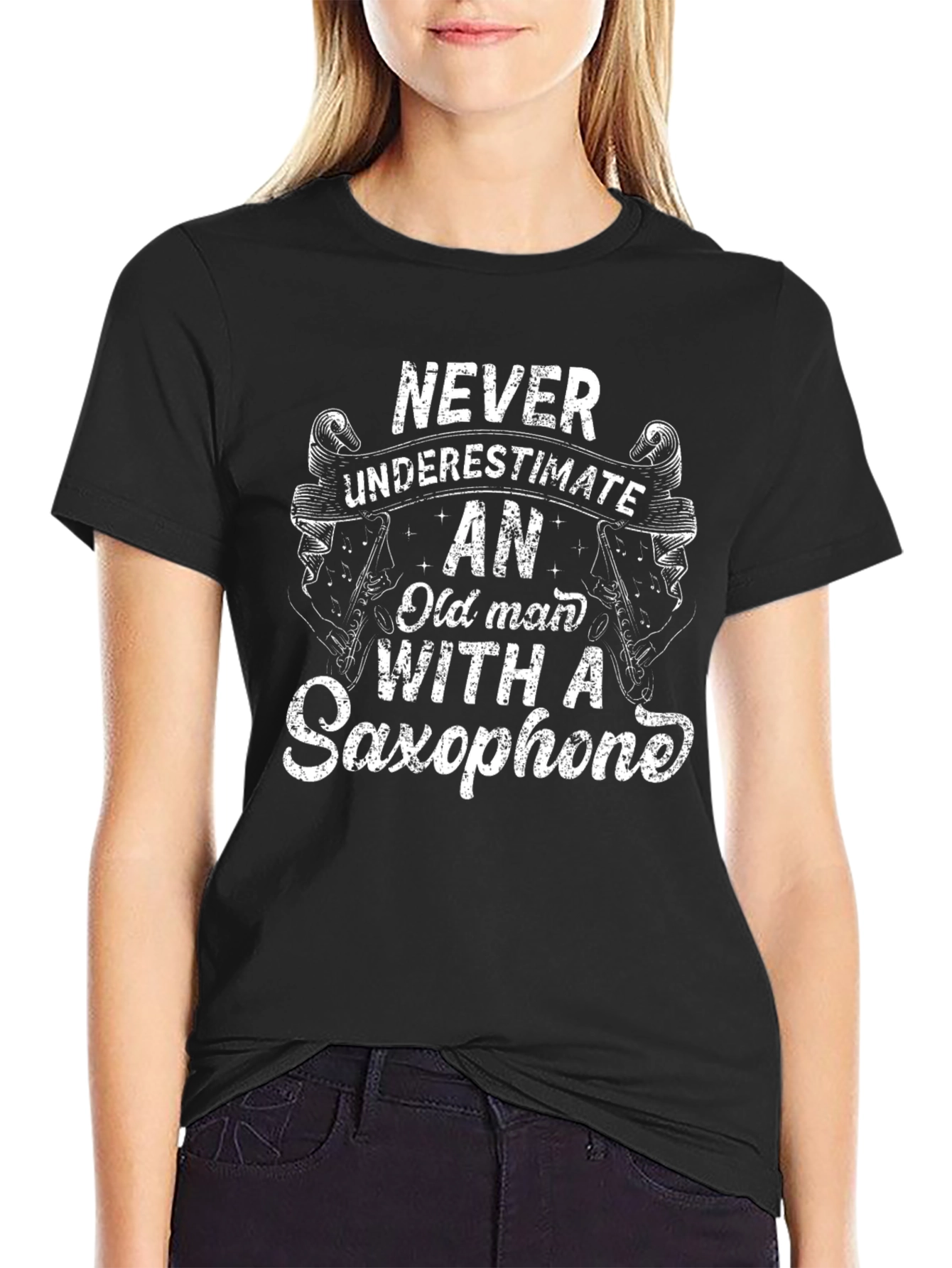 Never Underestimate Old Man Saxophone T-Shirt