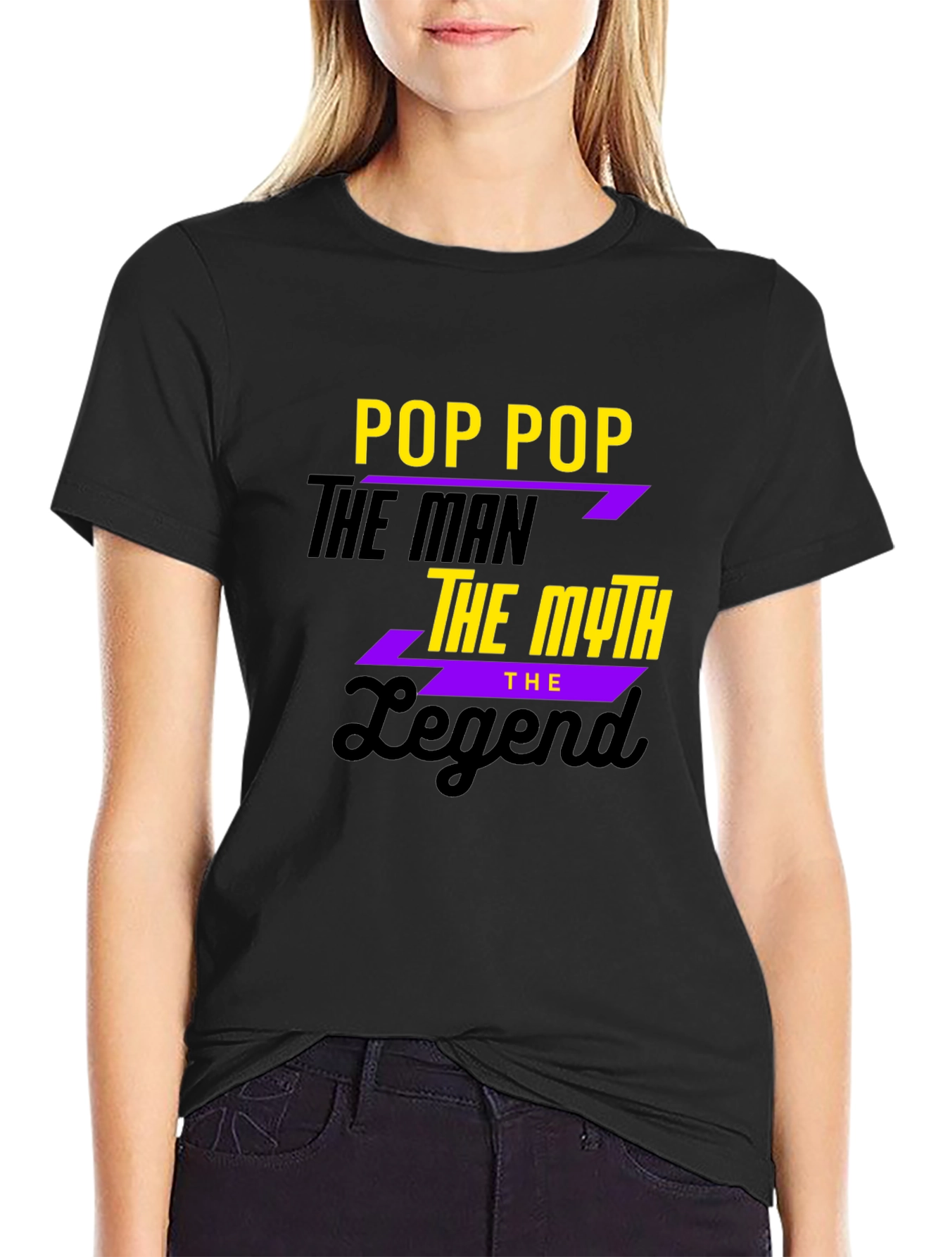 Pop Pop The Man The Myth The Legend Black T-Shirt