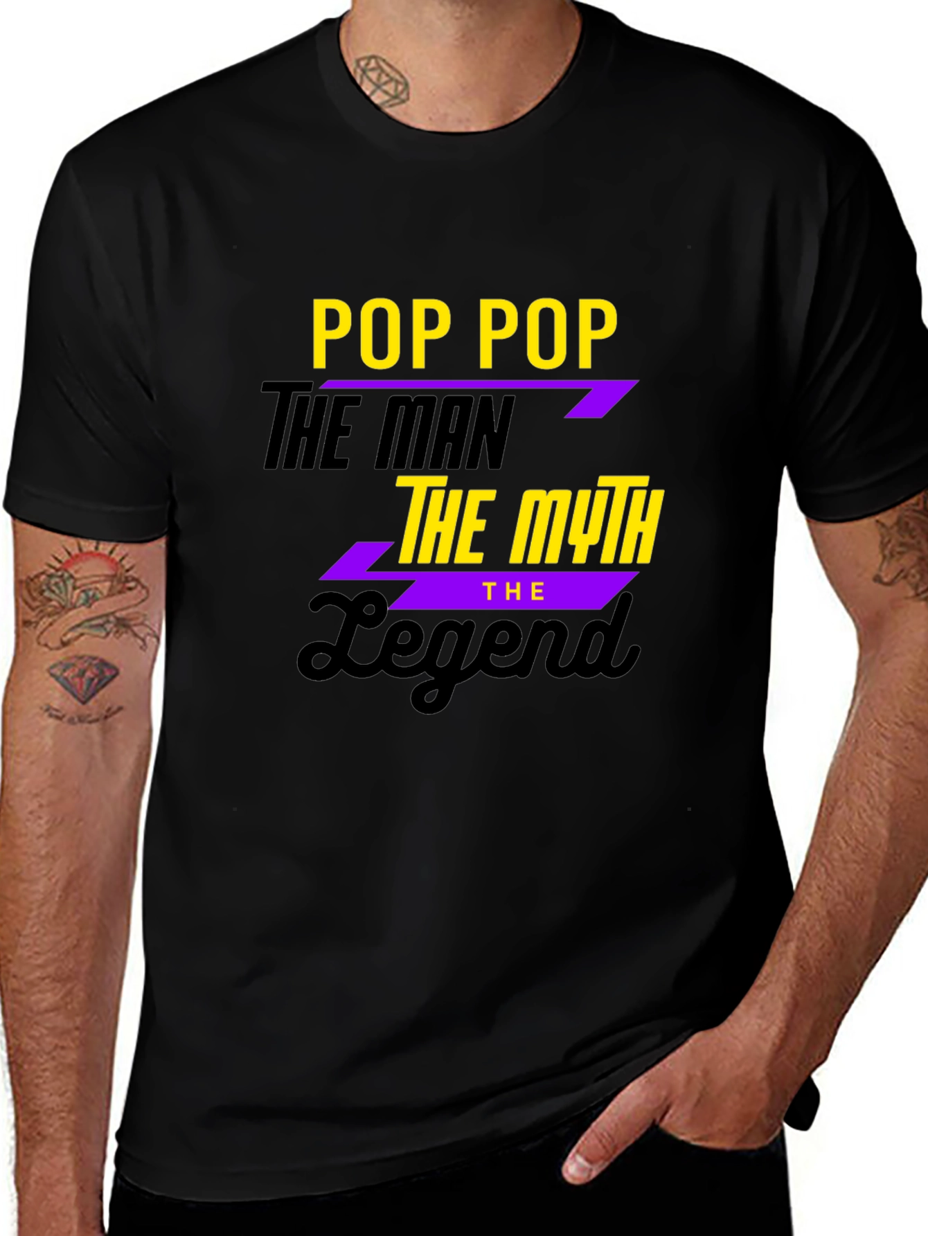 Pop Pop The Man The Myth The Legend Black T-Shirt