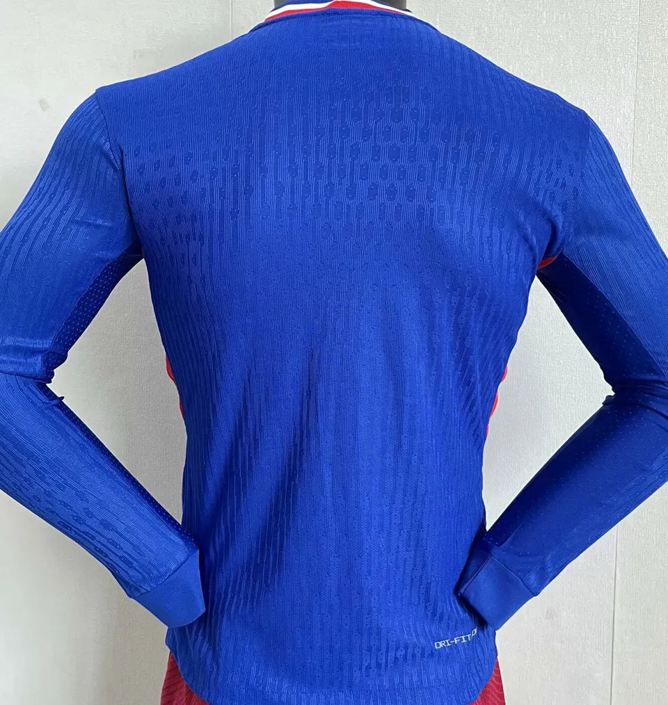 2024//25 France Home Blue Player Version Long Sleeve Jersey Back