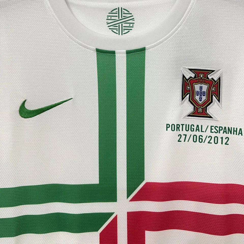 2012 Portugal Away White Retro Soccer Jersey Detail 4