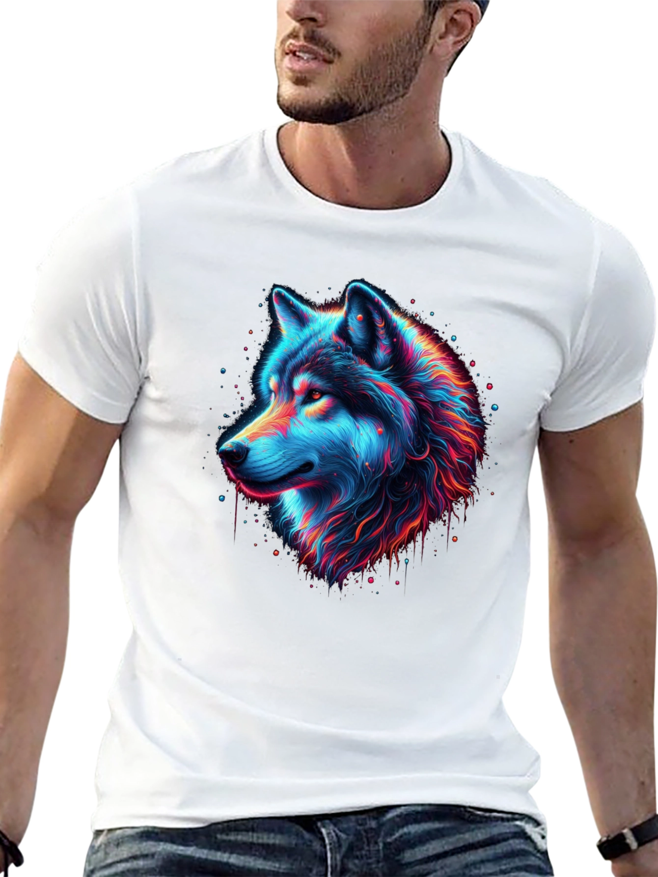 Neon Wolf Graphic T-Shirt - Mens Black Tee