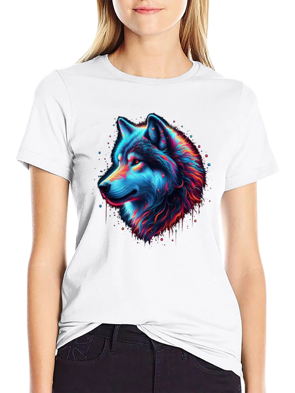 Neon Wolf Graphic T-Shirt - Mens Black Tee