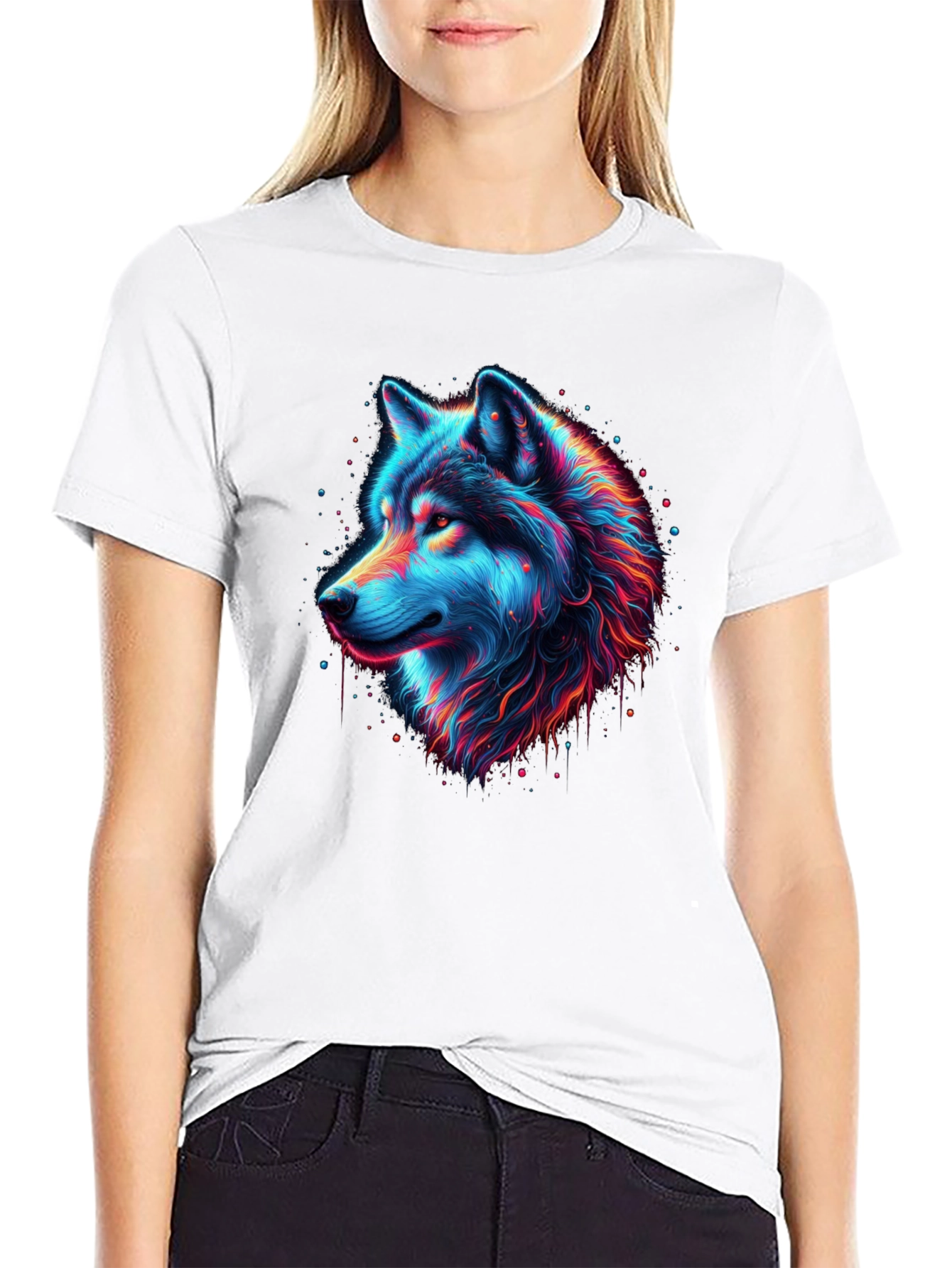 Neon Wolf Graphic T-Shirt - Mens Black Tee