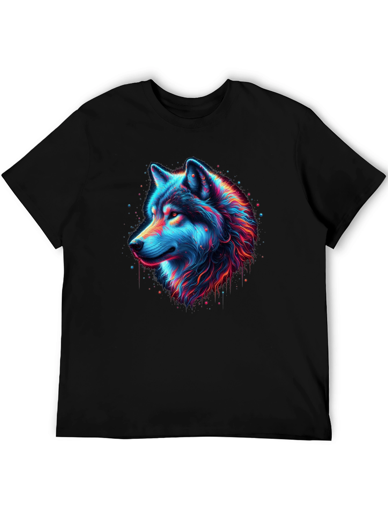 Neon Wolf Graphic T-Shirt - Mens Black Tee