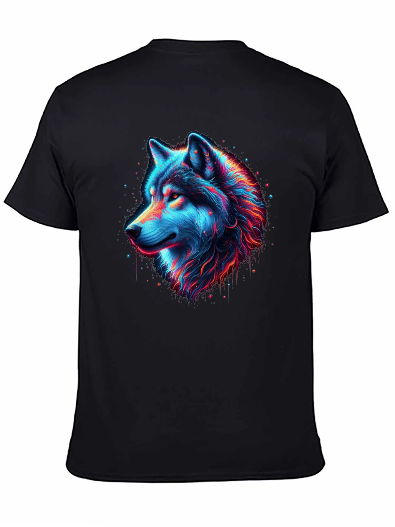 Neon Wolf Graphic T-Shirt - Mens Black Tee
