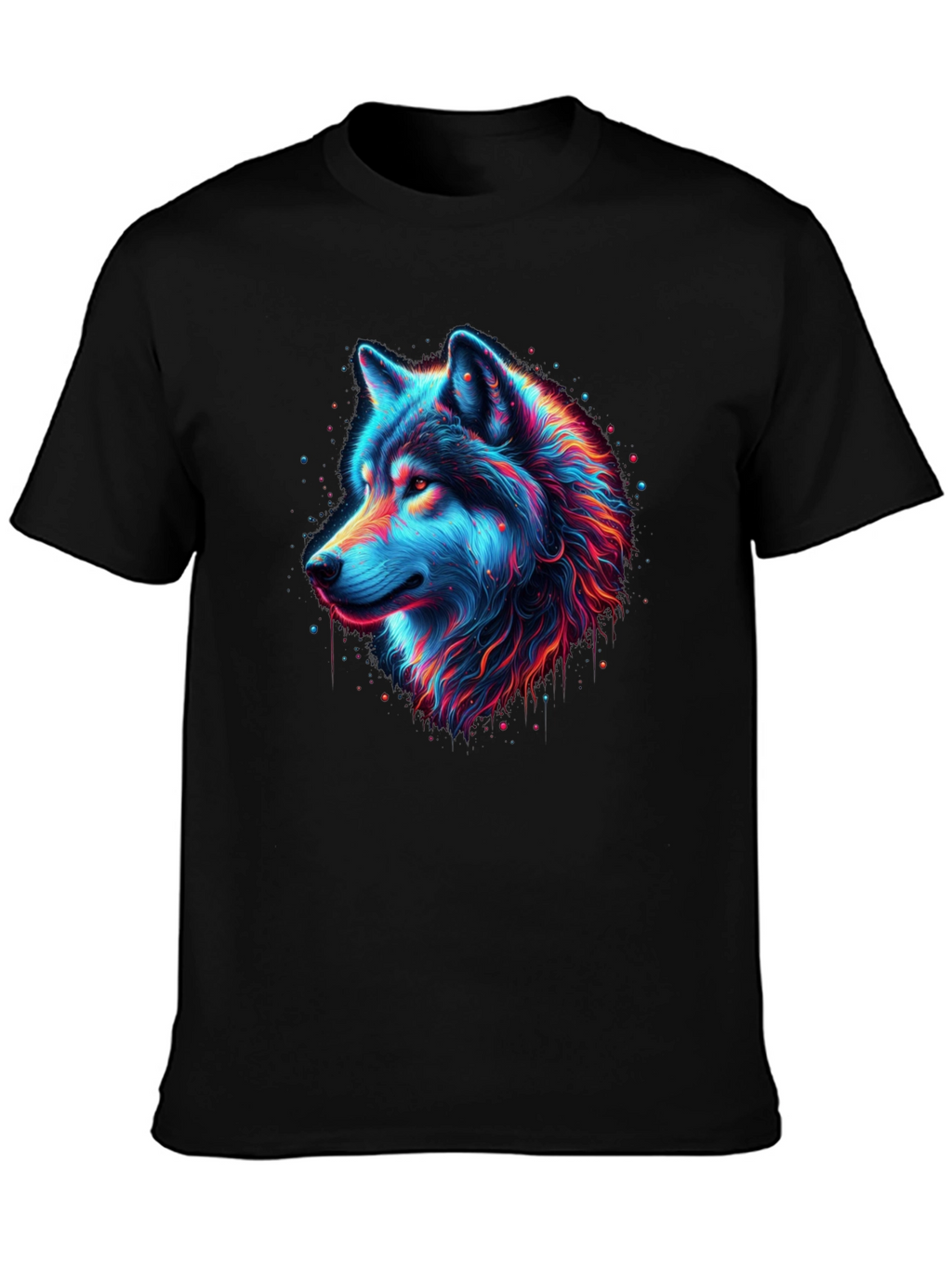 Neon Wolf Graphic T-Shirt - Mens Black Tee