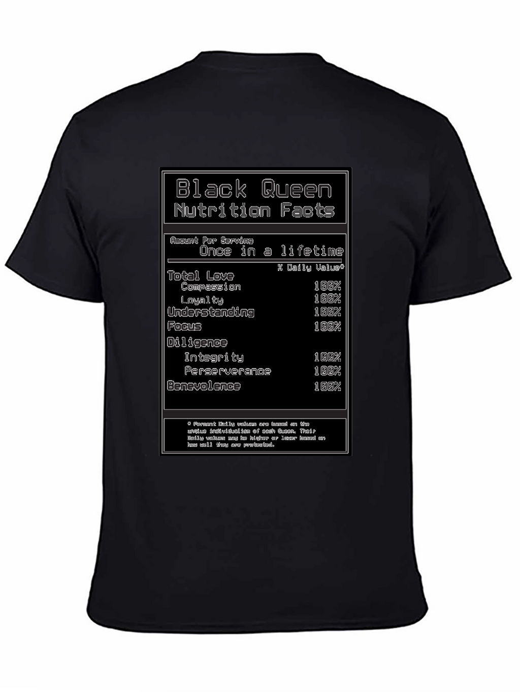Black Queen Nutrition Facts T-Shirt