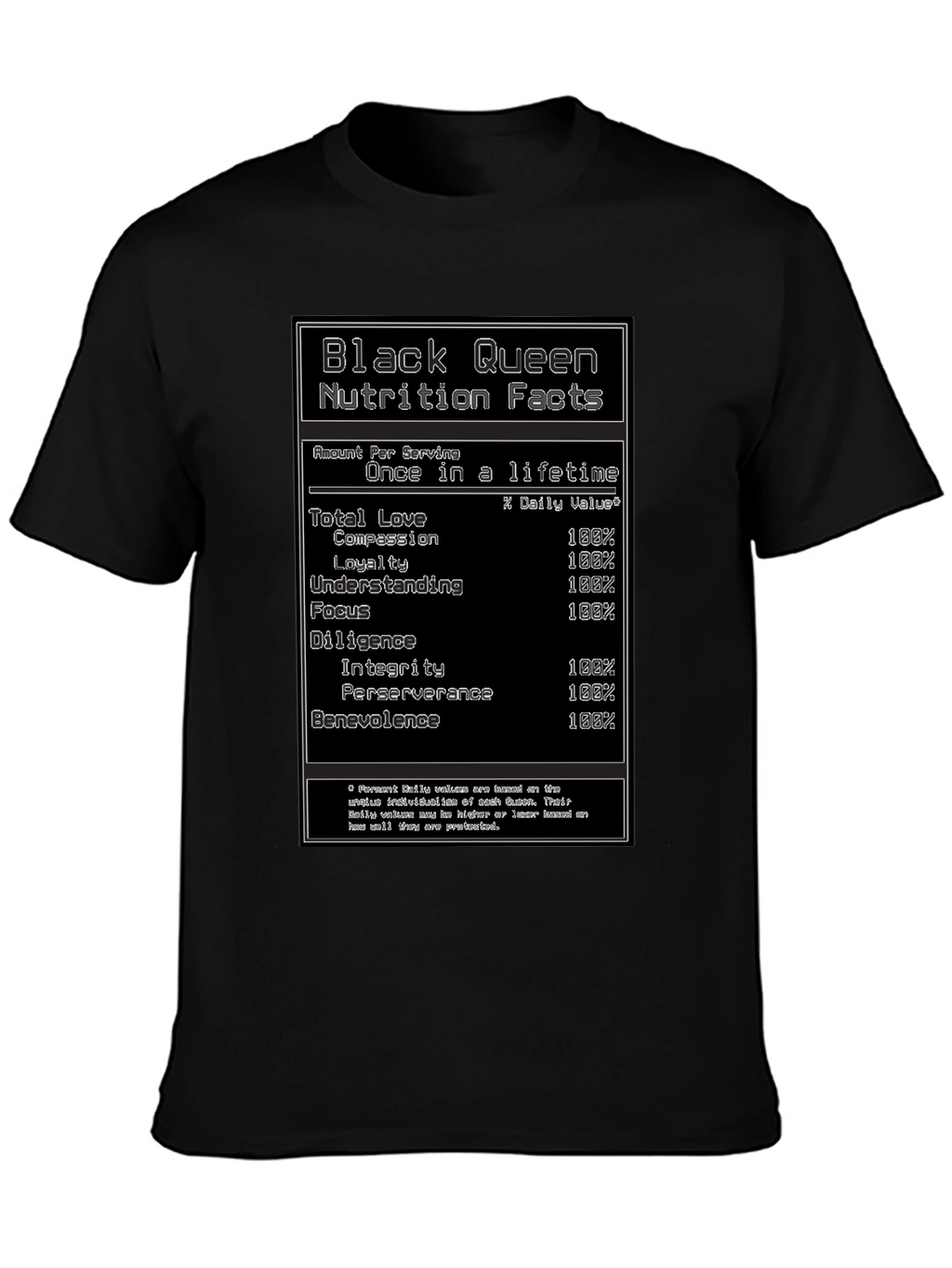 Black Queen Nutrition Facts T-Shirt