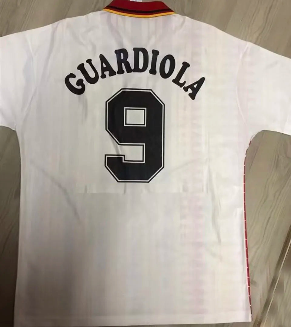 1994 Spain Away White Retro Soccer Jersey Back