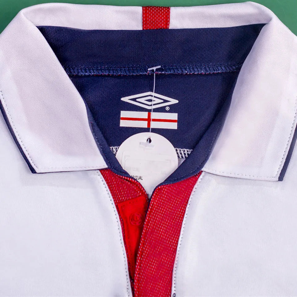 2004 England Home White Retro Soccer Jersey Detail 2