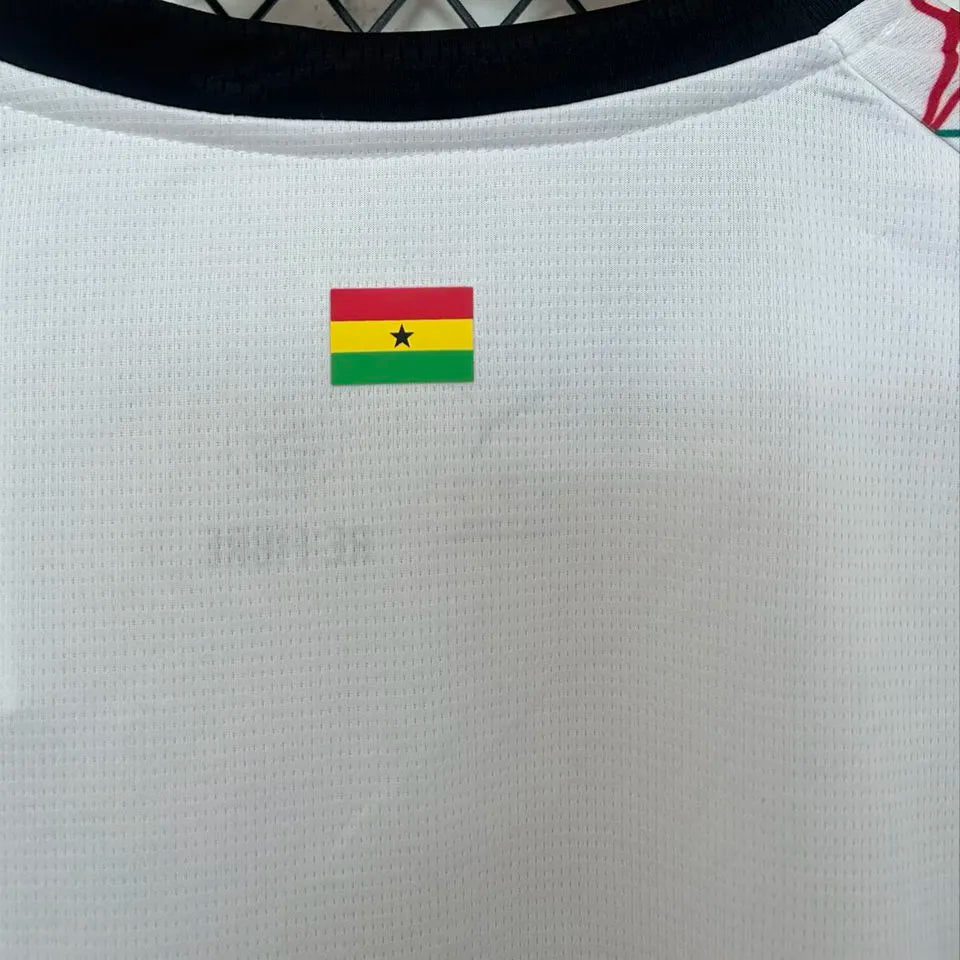 2026/27 Ghana Home White Fans Soccer Jersey (Have Right Patch 有右臂章 黑底白字） Detail 4