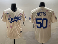Men's Los Angeles Dodgers Mookie Betts #50 Cream Replica Player Jerseys
