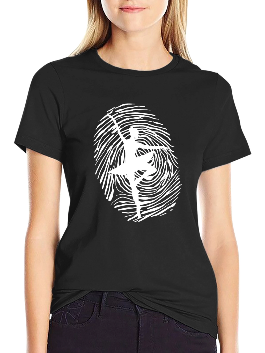 Ballerina Fingerprint Graphic Tee - Unique Design