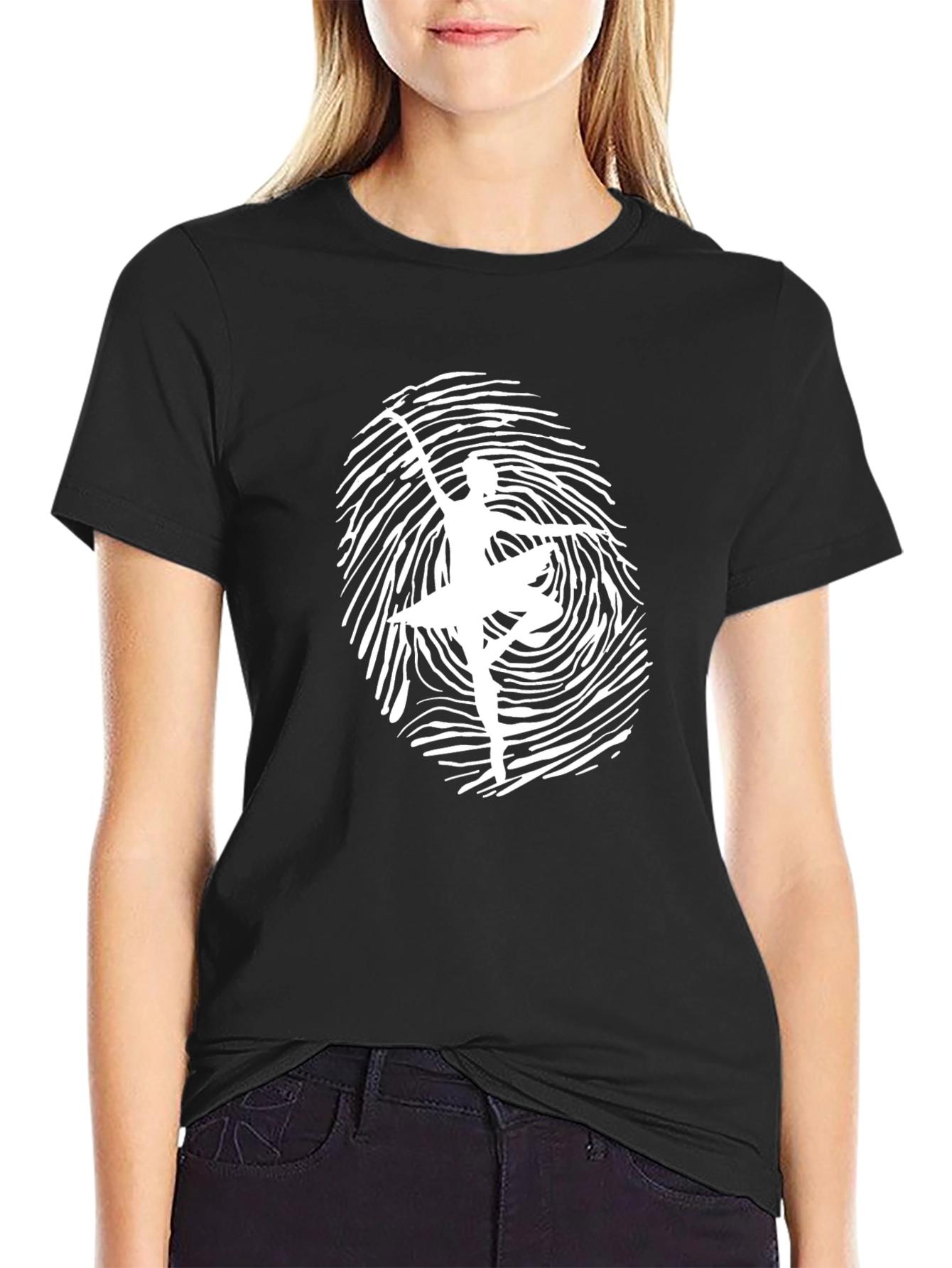 Ballerina Fingerprint Graphic Tee - Unique Design