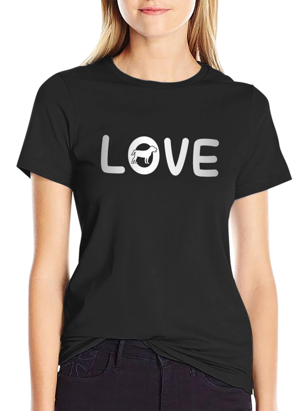 Dog Lover Black T-Shirt with LOVE Dog Graphic