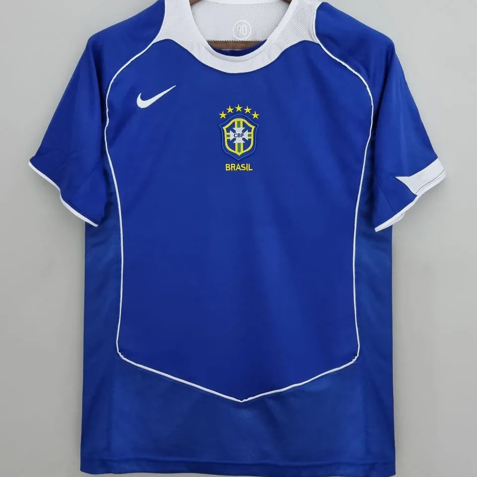 2004/06 Brazil Away Blue Retro Soccer Jersey Front